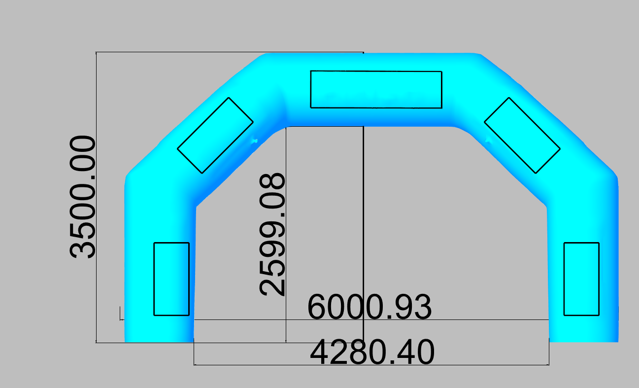 light green color 6 m W x 3.6 m H  4 Velcro positions arch