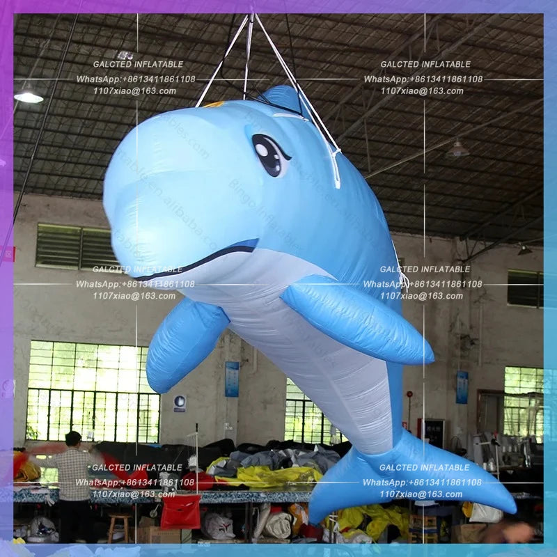 Inflatable Blue Dolphin for Ocean  Free Shipping Giant Theme Event Decoration Lovely Blow Up Hanging Dolphin Model Toys