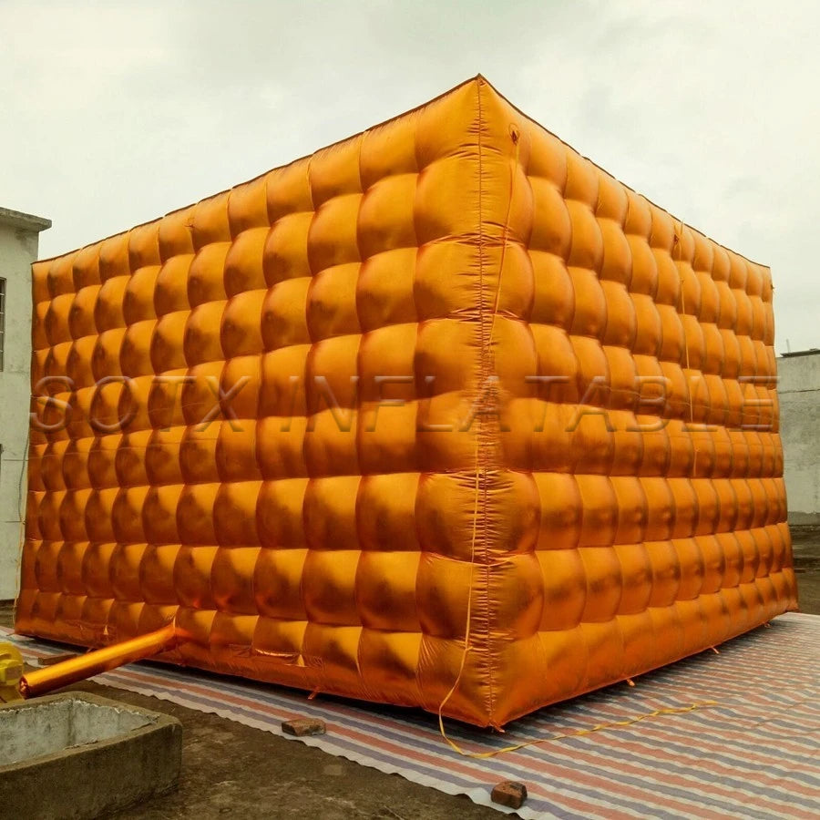 Toy Tent For Sale Portable Inflatable Golden Cube Tent Fashionable Air Square Party Tent Cubic Foldable Cheap Customized