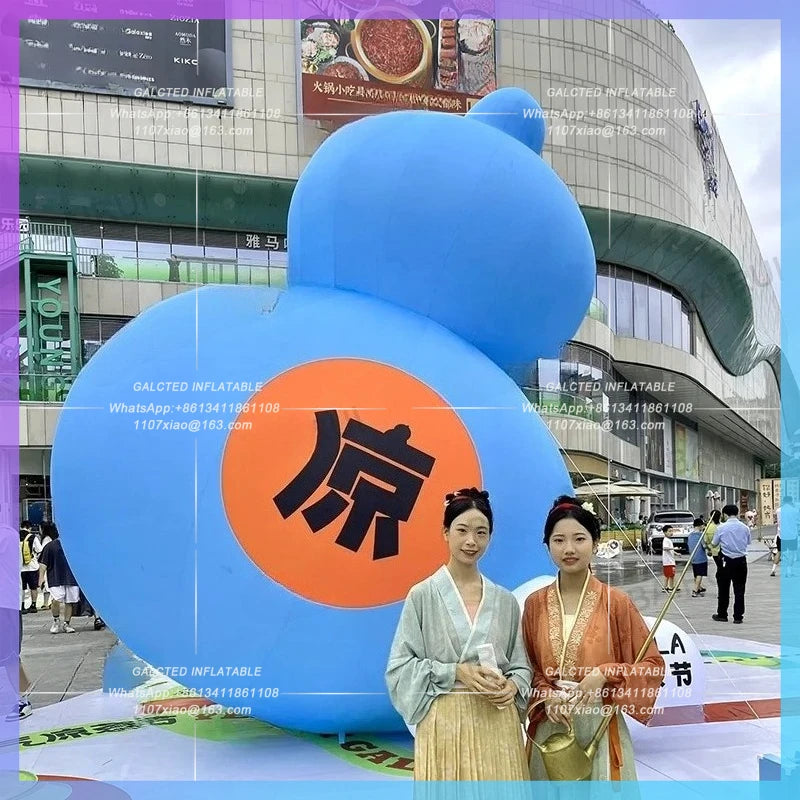 inflatable calabash blue  Outdoor decoration 4 meter huge cartoon drinking bottle herbal tea culture advertising