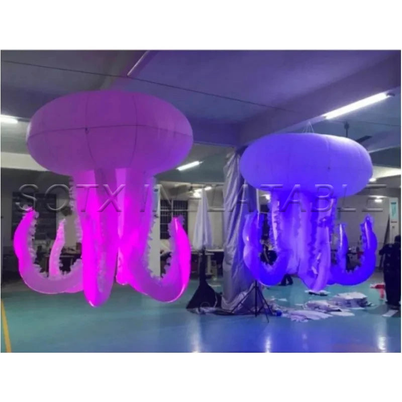 Event Bar Ceiling Decor Giant Inflatable Hanging Jellyfish Decoration Glowing in Dark LED Inflatable Jellyfish for Party