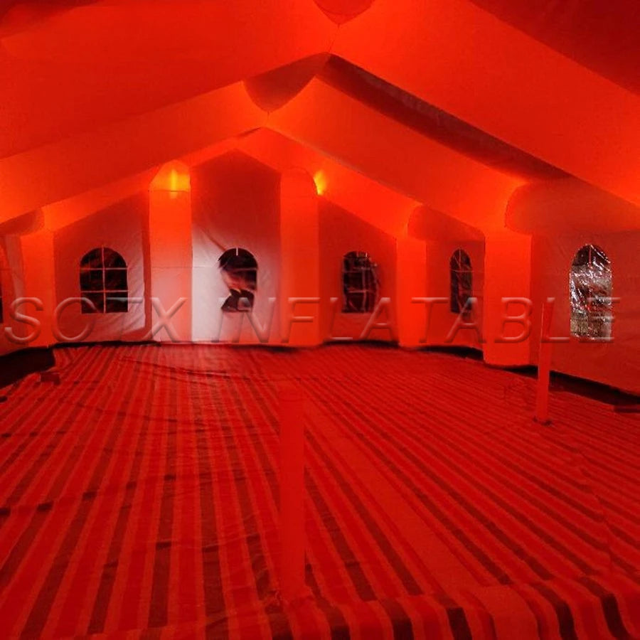 Party Pool Wedding 20mLx9mWx5mH Inflatable Wedding Marquee Tent with Colorful LED Lighting for