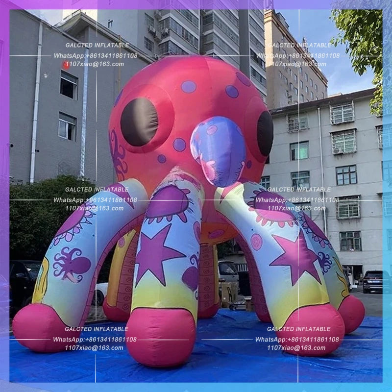creative graffiti IP Inflatable cartoon Pink Octopus Arch model Theme Park Mall Bar drainage decoration