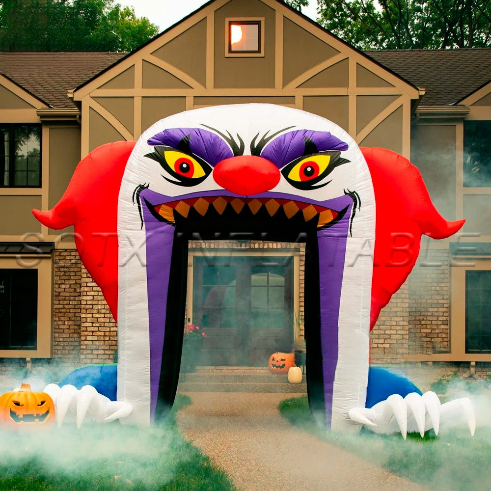 For Advertising Halloween Festival Devil Inflatable Clown Archway Decoration Scary Tunnel Arch