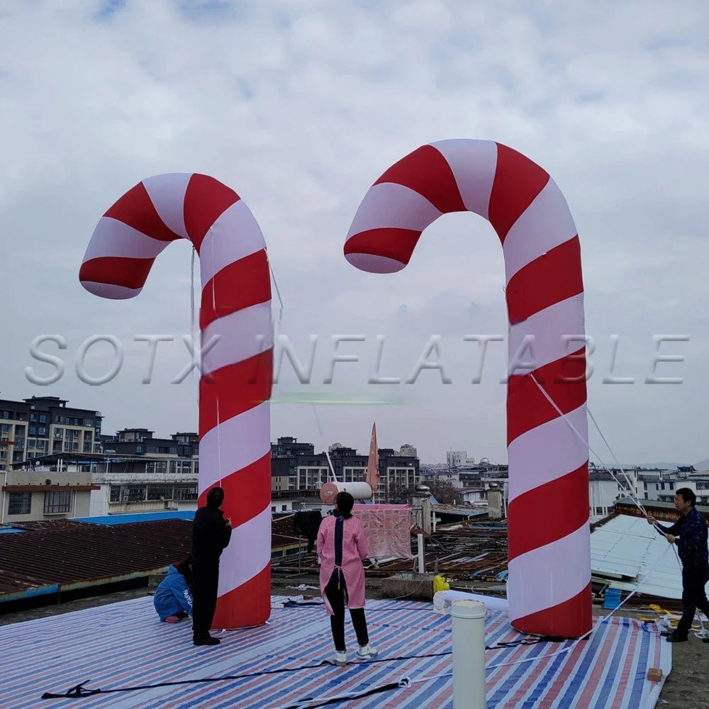 Party Event Decoration Giant 6 Meter High Inflatable Candy Cane with Led Lights Christmas Ornaments for Christmas for