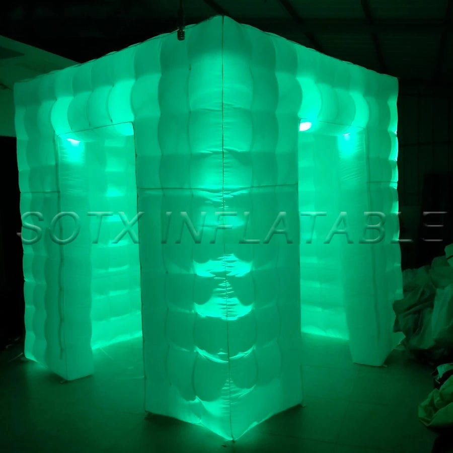 Party and Events 2.4m Cubic Shape Photo Selfie Tent Inflatable Photo Booth Props Led Lighting Tent for