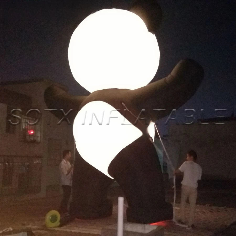 Cartoon For Advertising Outdoor Custom Eyecatching Giant Inflatable Panda With Blower And Led Lights Customized Panda Bear