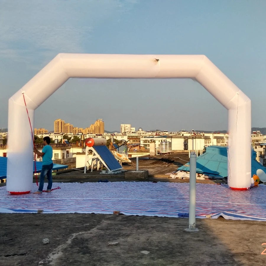 night run on USA 8x4m Printed tubular angled arches,glowing inflatable start finish line archway for