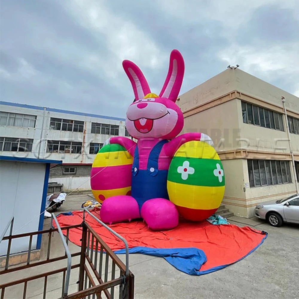 Easter decoration inflatable Easter Bunny with two eggs inflatable rabbit Easter eggs for advertising