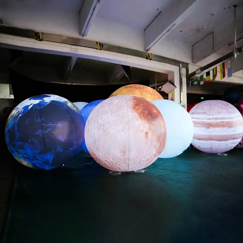 Solar System Sealed Inflatable Moon Balloon For Event Show Inflatable Decoration Airtight Pvc Air-blown Planet With Lights Toys