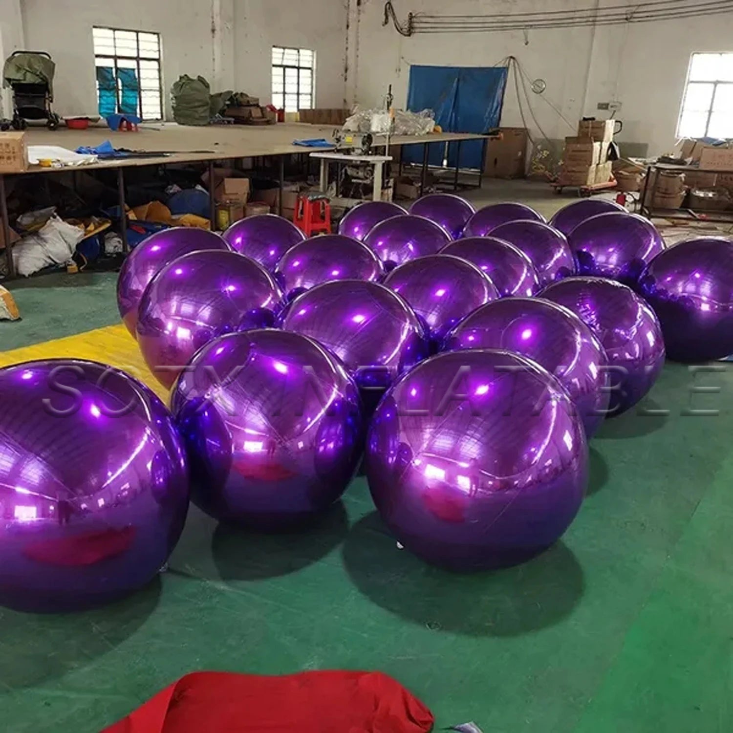 Event Decor Backdrops Giant Purple Inflatable Mirror Ball Chameleon Disco Mirror Balloon Air Sealed Hanging Spheres For Party