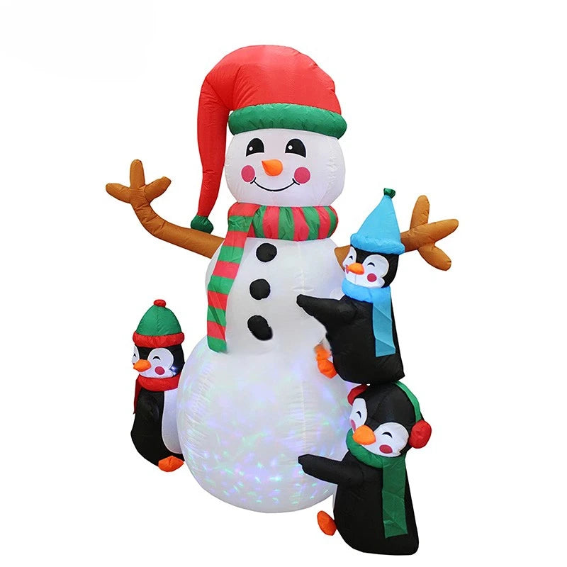 3m 10ft Inflatable Customized Christmas Snowman With Little Penguin For Xmas Art Craft Decoration Toys