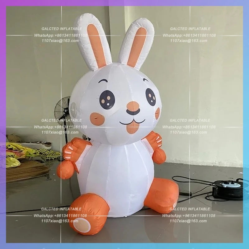 small orange wings custom-made Inflatable cartoon rabbit model with mid-autumn Festival market lighting props