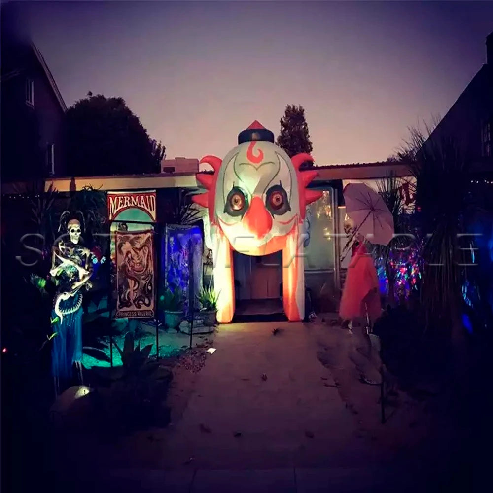 For Advertising Halloween Festival Devil Inflatable Clown Archway Decoration Scary Tunnel Arch