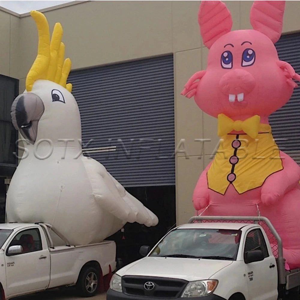 LED For Event Commercial Outdoor Inflatable Easter Bunny Cartoon white/pink inflatable rabbit Advertising Rabbit Balloon with