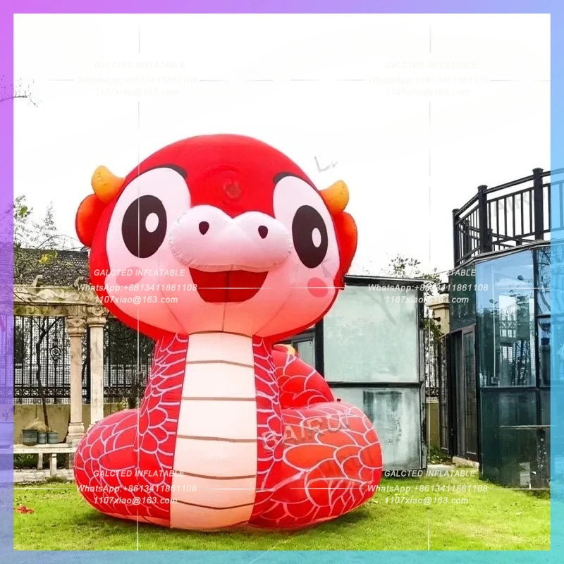 Chinatown new year's event,Giant inflatable snake red cartoon snakes for festive parade prop