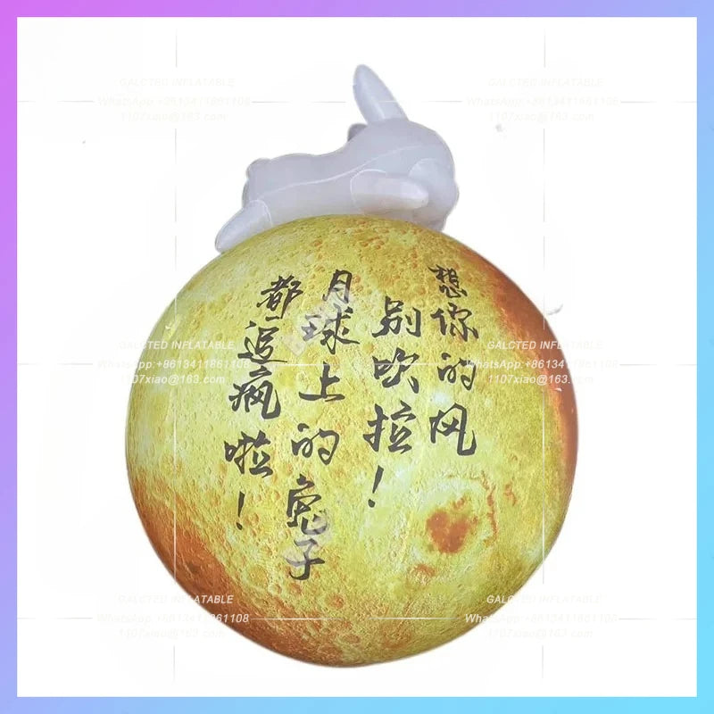 mid-autumn Festival Mascot Inflatable Cartoon Moon Bunny Model IP Moon can be customized text logo can be illuminated decoration