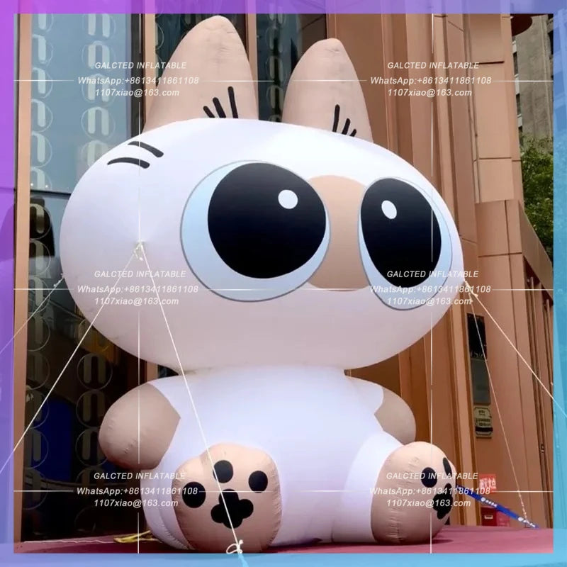 Lucky Cat Siamese Cat Pet Festival Bar Inflatable cartoon cat Air Model big-eyed Stage Music Festival Night Light advertisement