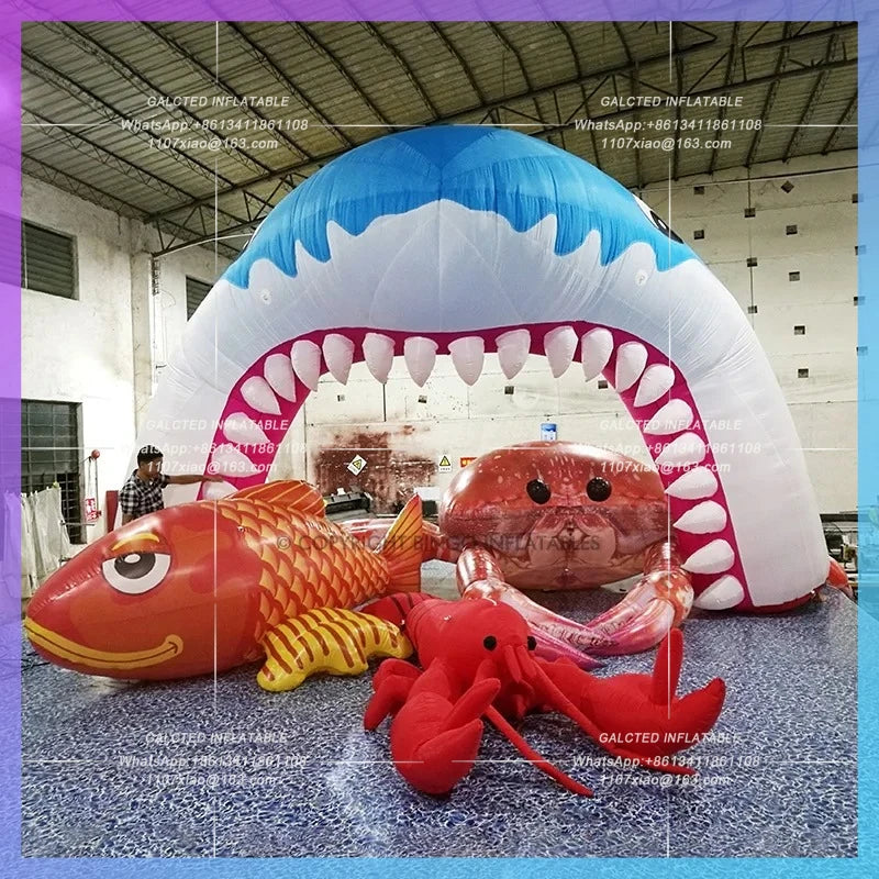 Fish Crab Lobster Balloon Giant Inflatable Shark Mouth Arch Large  Cartoon Ocean Themed Props for Decoration