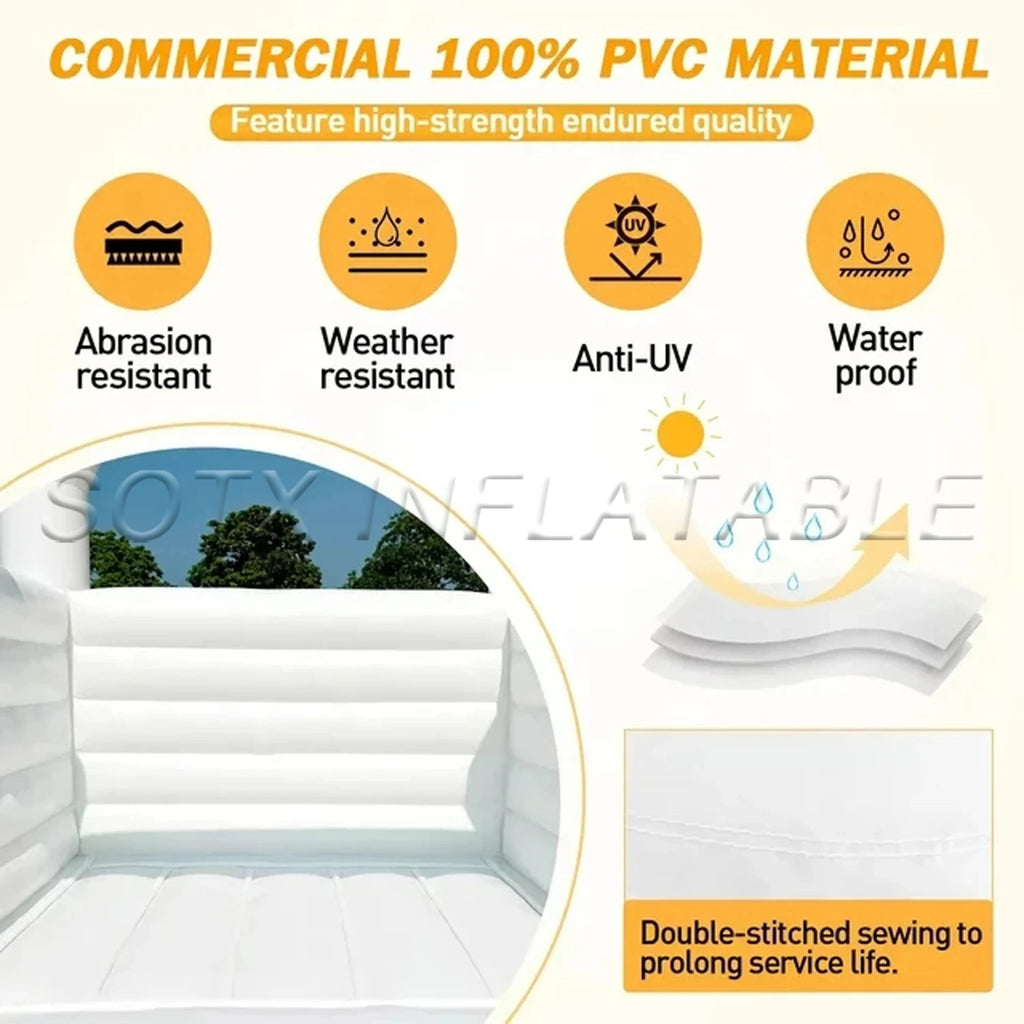 Kids And Tollders Commercial White Wedding Bounce House Inflatable Combo Bouncy Castle With All Pvc For Indoor Outdoor