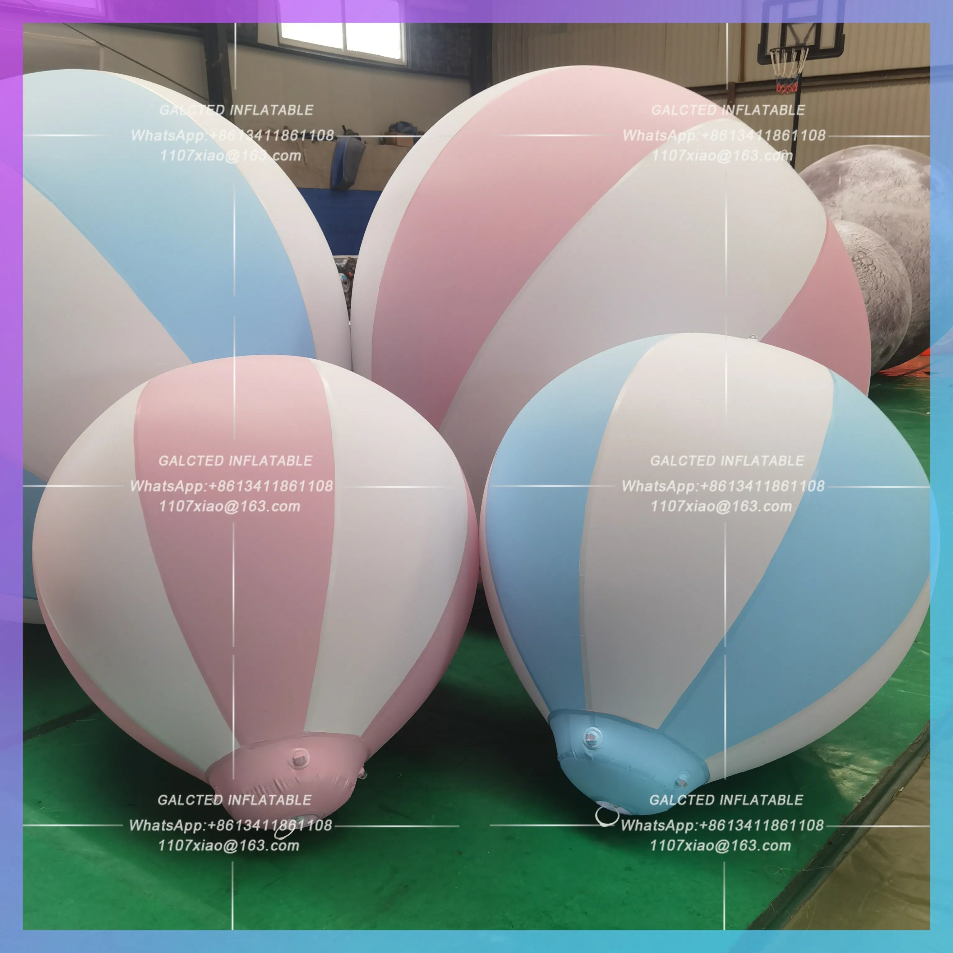 3/5ft PVC Inflatable Hot Air Balloon with Stripes for Advertising, Events, Parties, or Birthday Decoration