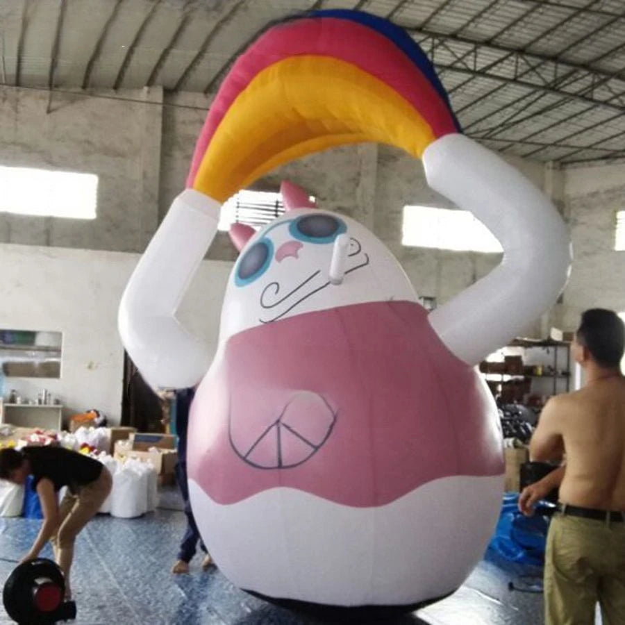 Cat Replica for Popular Inflatable Cat Cartoon Model Holding Rainbow for Advertising Inflatable Cartoon