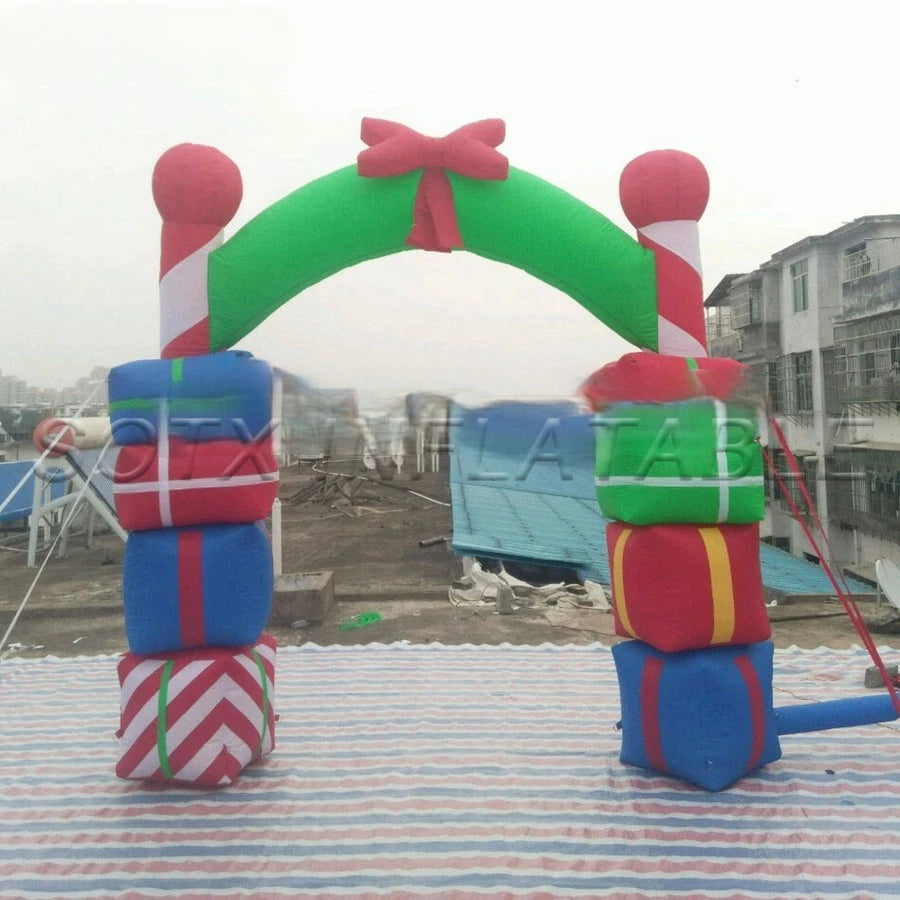 Outdoor Indoor Party On Sale Brand New Free Fans Christmas Giant Inflatable Arch With Gift Boxes For Decoration X-mas Holiday