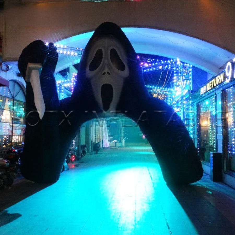 Event Deco Made By 4mWx3mH Black Horror Inflatable Halloween Decor Outdoor Cartoon Giant Monster For Holiday