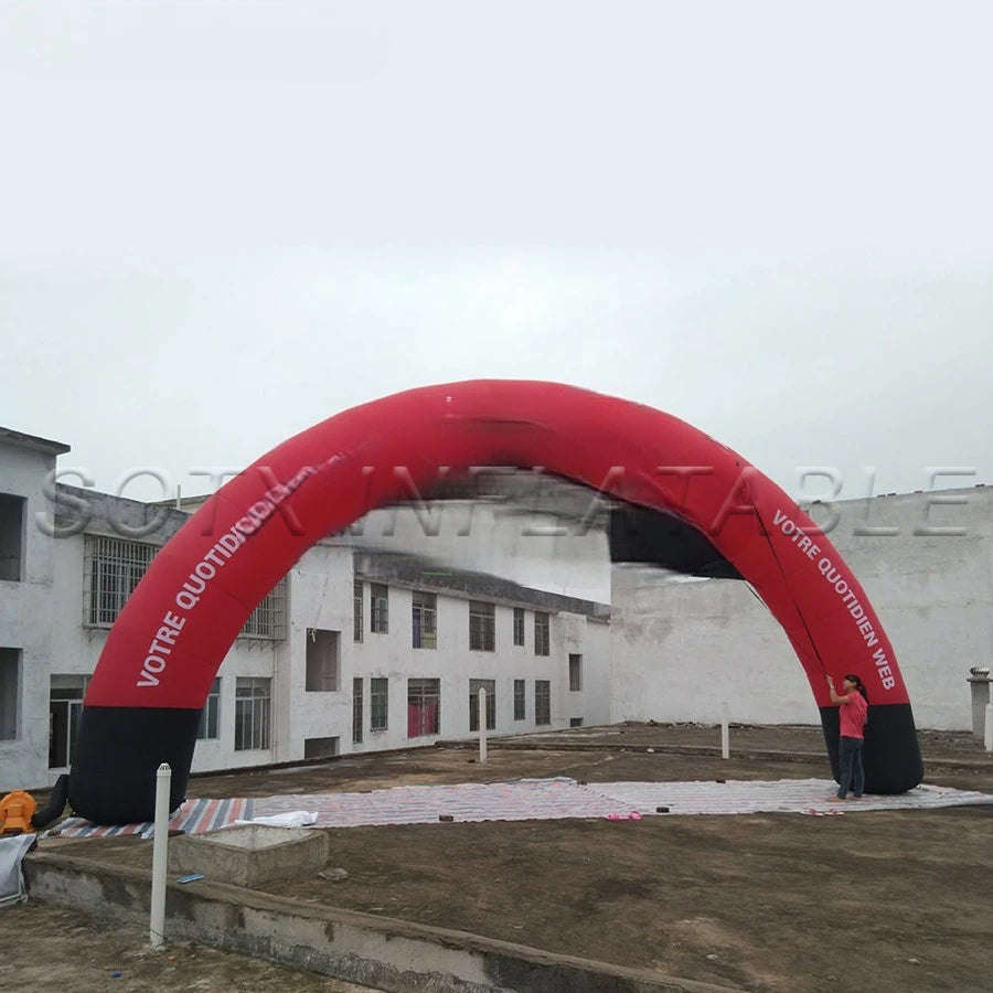 Entrance for Outdoor Events 10x5m Giant Curved Archway Red Inflatable Start Finish Line Sport