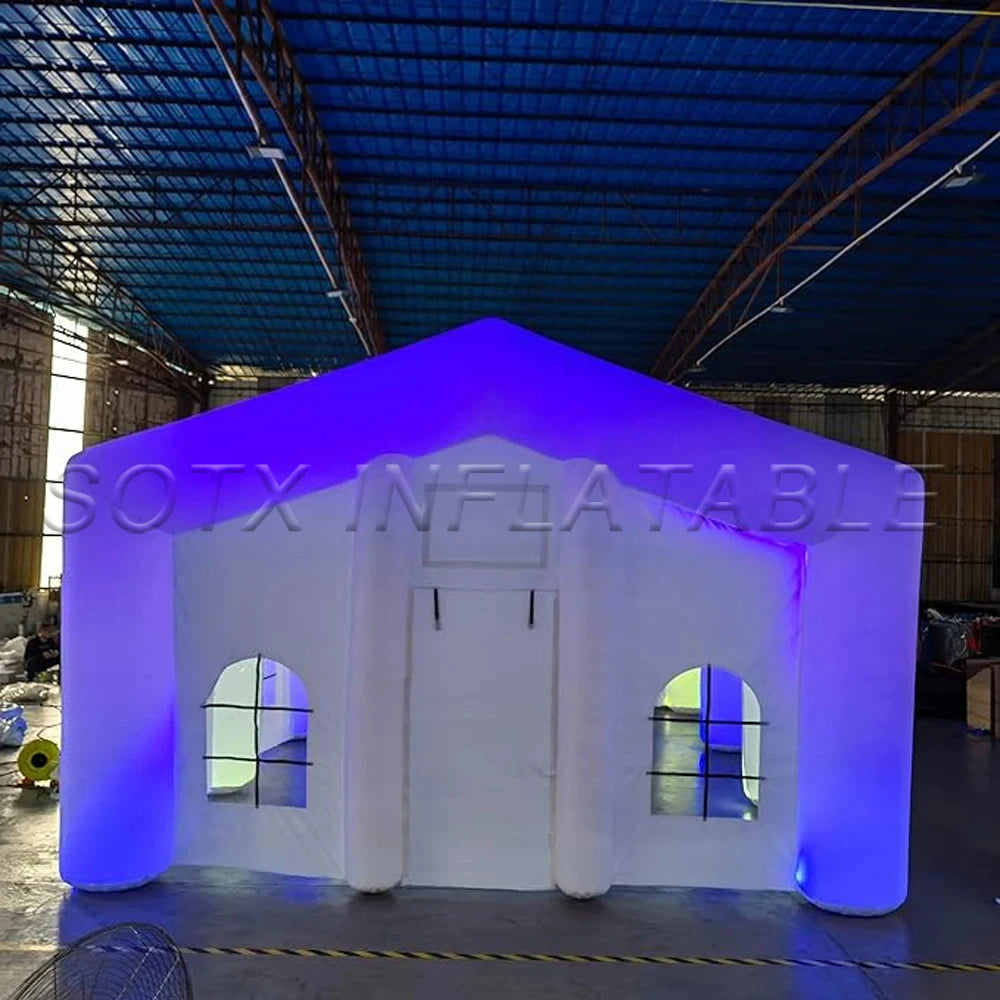 Club Tent For Sale Outdoor White Large Inflatable Wedding Party Tent With LED Lights N Windows Event Air House Marquee Night
