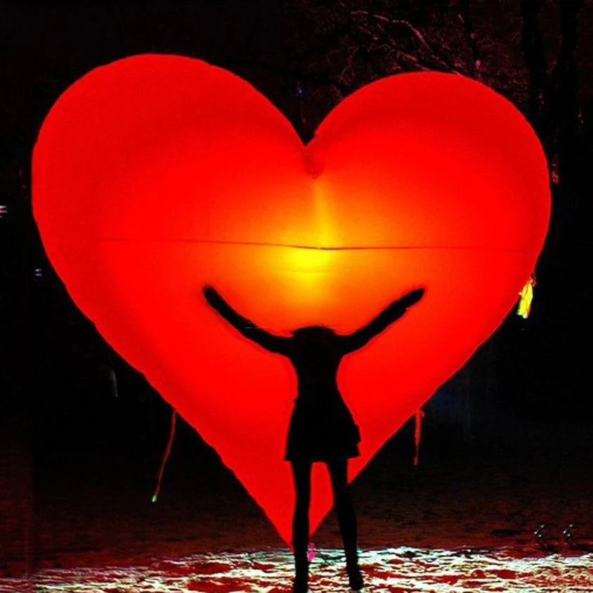 with Air Blower Portable Hanging Big Decoration Inflatable Broken Heart with White Lights for Event and Party Come