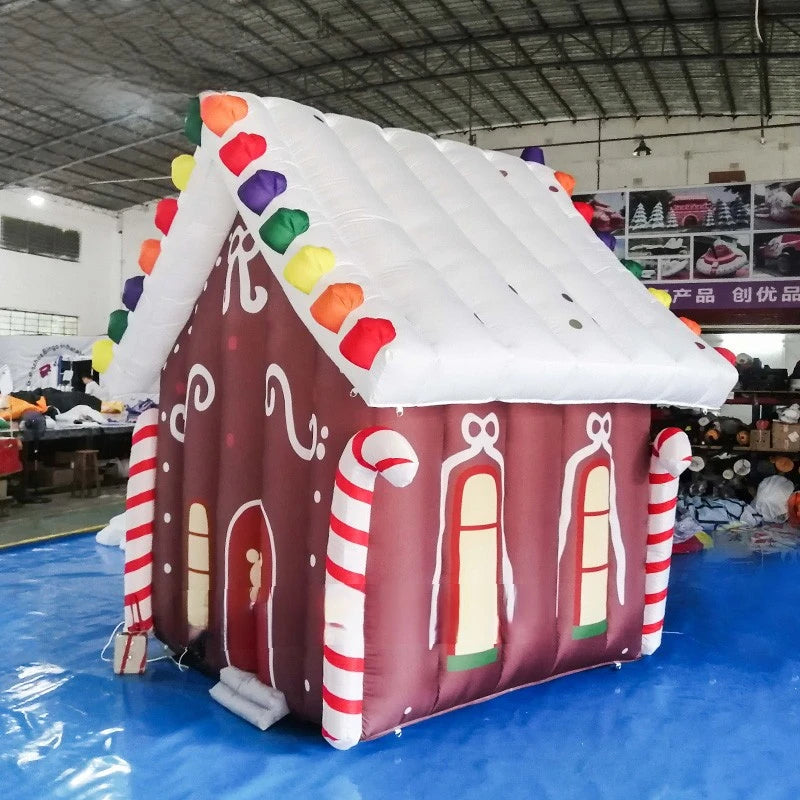 Christmas Customized Inflatable 2.7x2.7x3 Meters Inflatable Blow Up Candy House Xmas Villa For Christmas Party/Outdoor Display