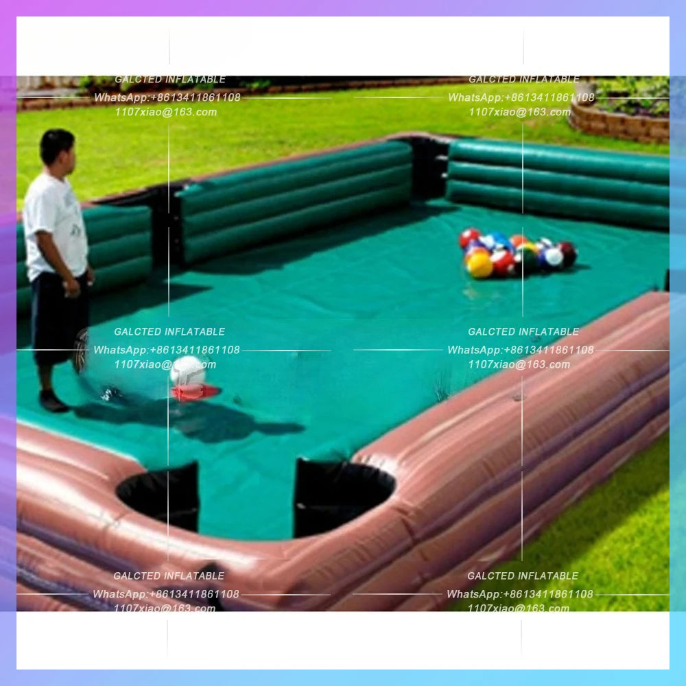 Inflatable Snooker Football Pool Table 9x6m Outdoor  Inflatable Human Soccer Billiards Sports Field For Coporate Events Game