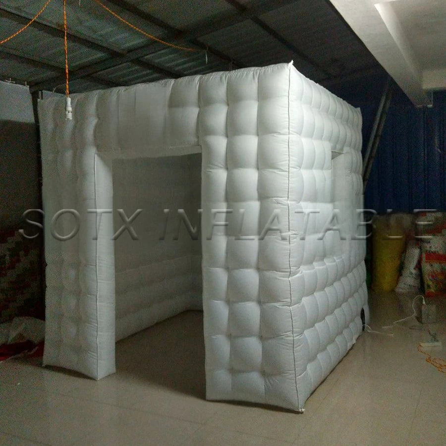 for DJ Entertainments Factory Sale Custom Advertising RGB Led Inflatable Tent Cubic Booth with door/window Free logo
