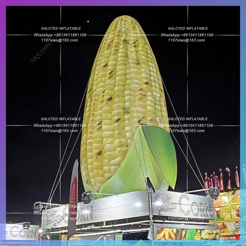 Inflatable Corn Replica With Led Lights Vivid Giant  Promotional Corn Vegetables Model For Roof Decoration