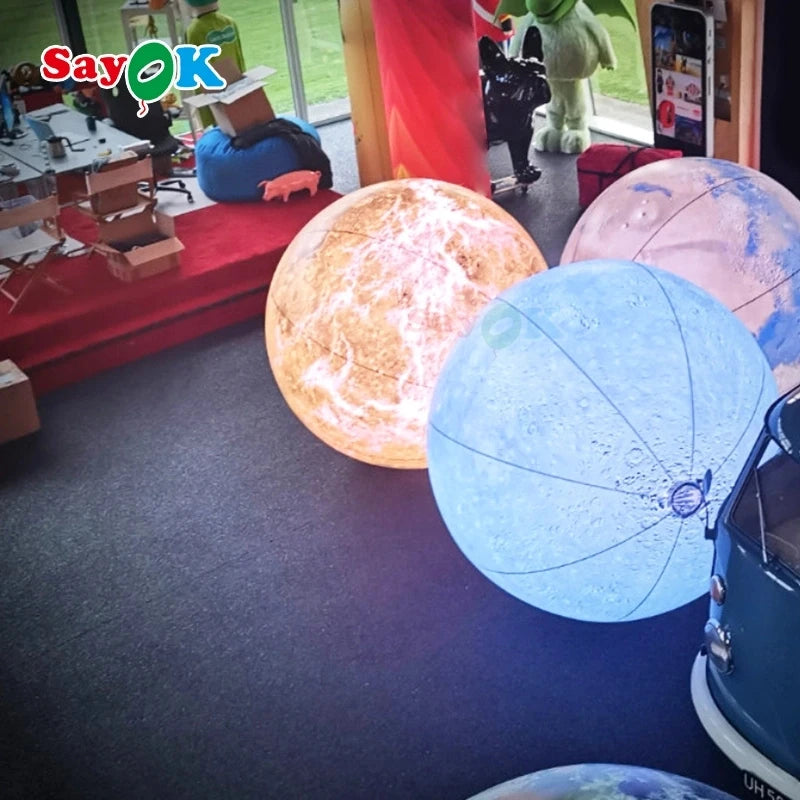 Sayok Inflatable Satellite Model Solar System Moon Globe Ball Inflates Planet Balloon Toys for Kids Educational Science Teaching
