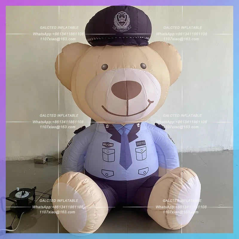 exhibition anti-fraud publicity punch Inflatable cartoon police bear model card drainage photo custom lighting atmosphere props