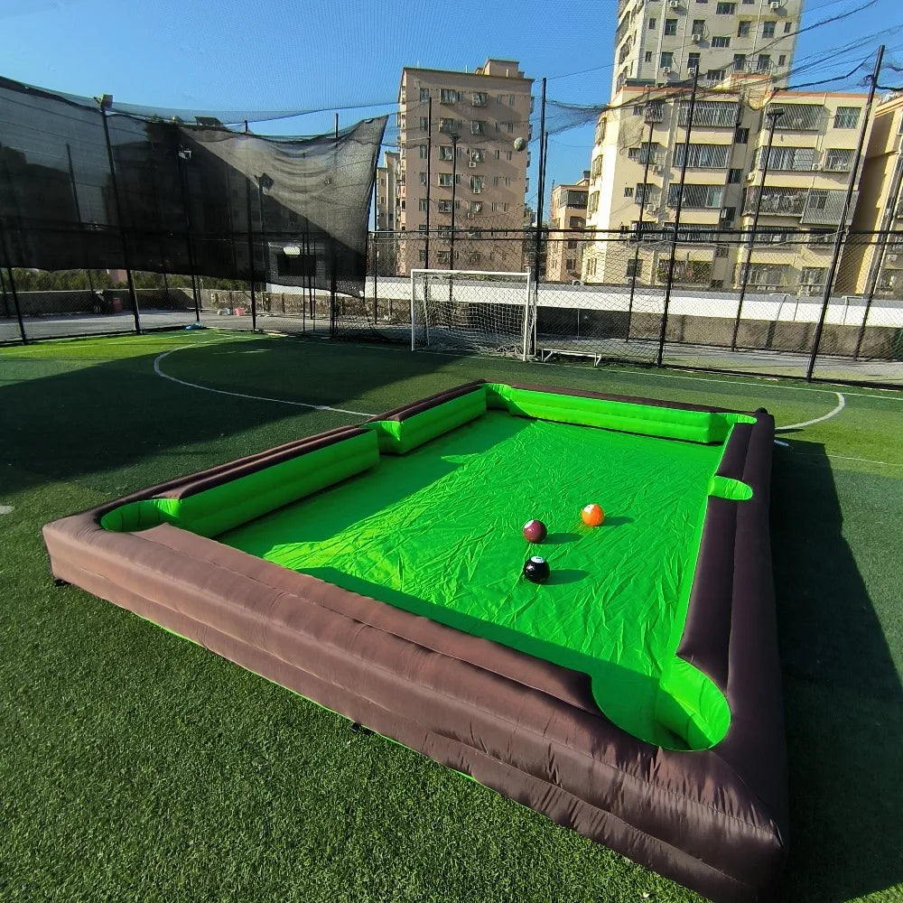 Inflatable Snooker Football Interactive Game Large Footpool Pool Table With 16 Balls Black Inflatable Billard For Soccer Event