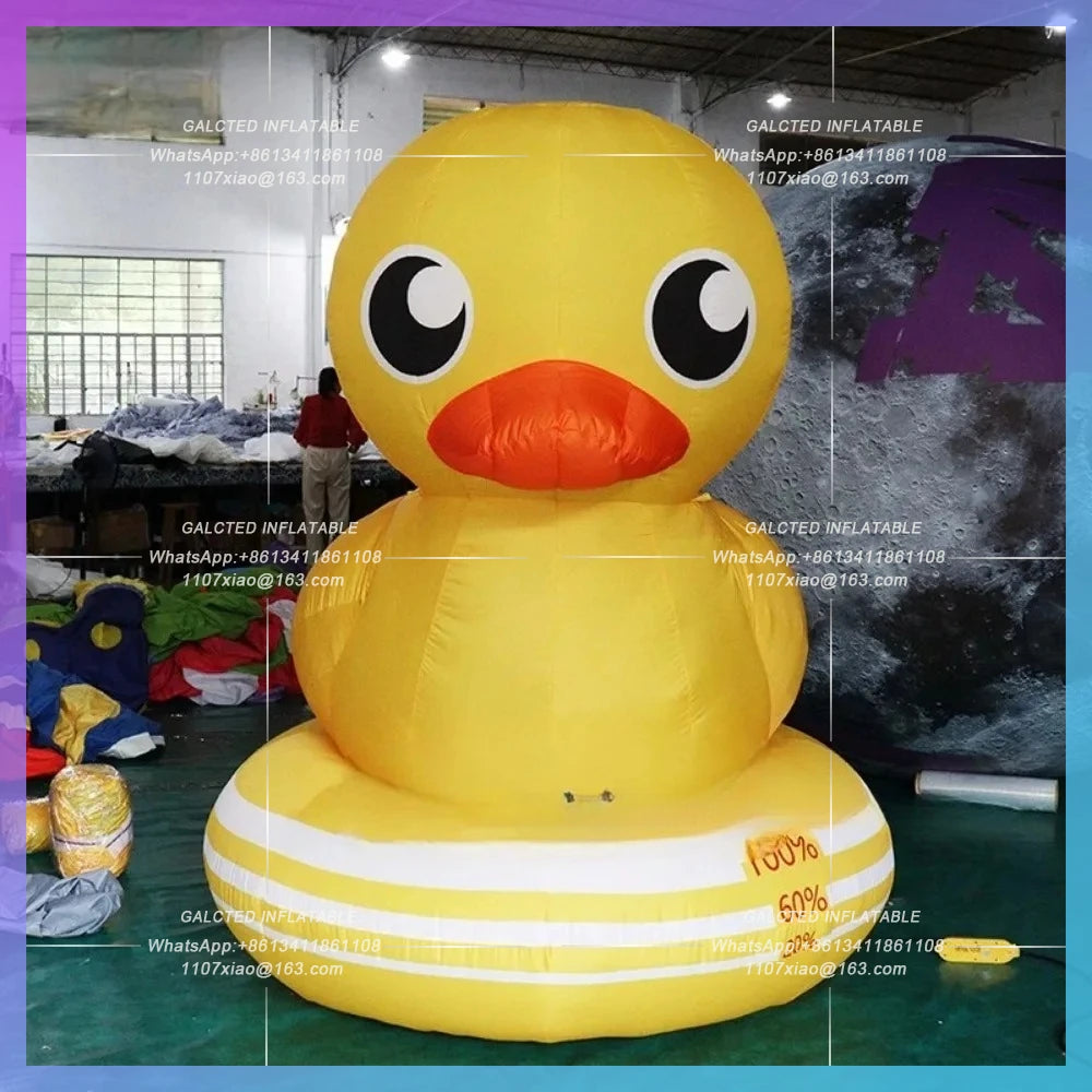 Led Lights Grounding Giant Oxford Big Inflatable Yellow Duck with Inflatable Rubber Duck Balloons for Outdoor Promotion