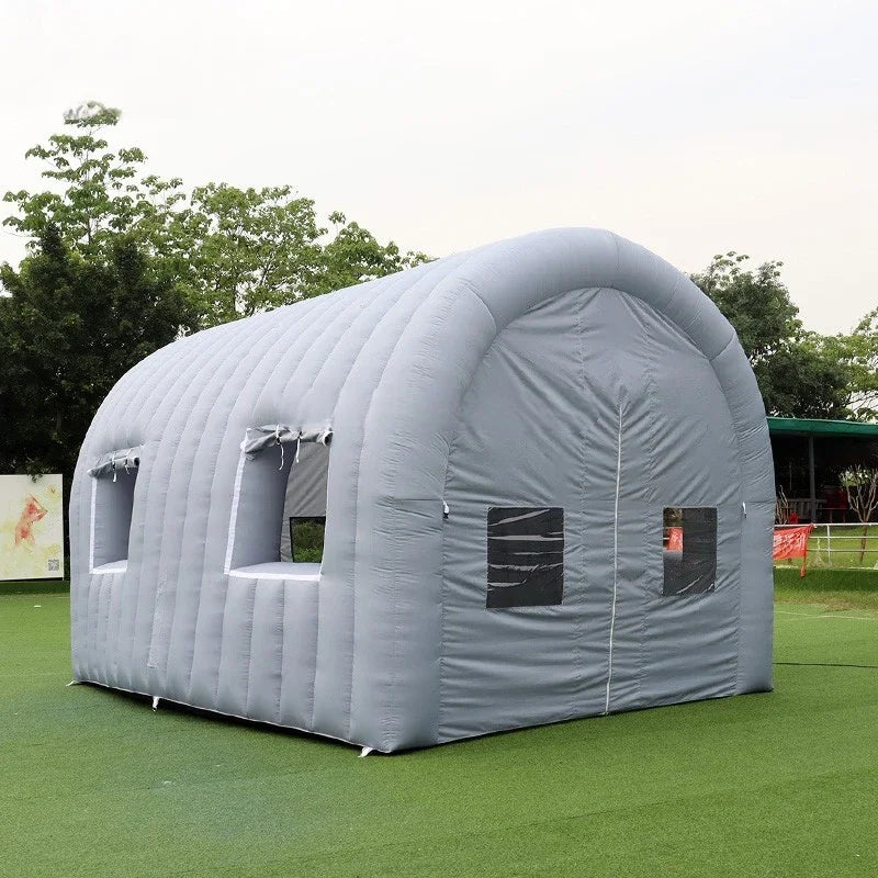 Inflatable Tunnel 6X4.6X4.1M Grey Tent With Windows &Curtains Arched Shelter Archway Entrance For Exhibition Advertising Events