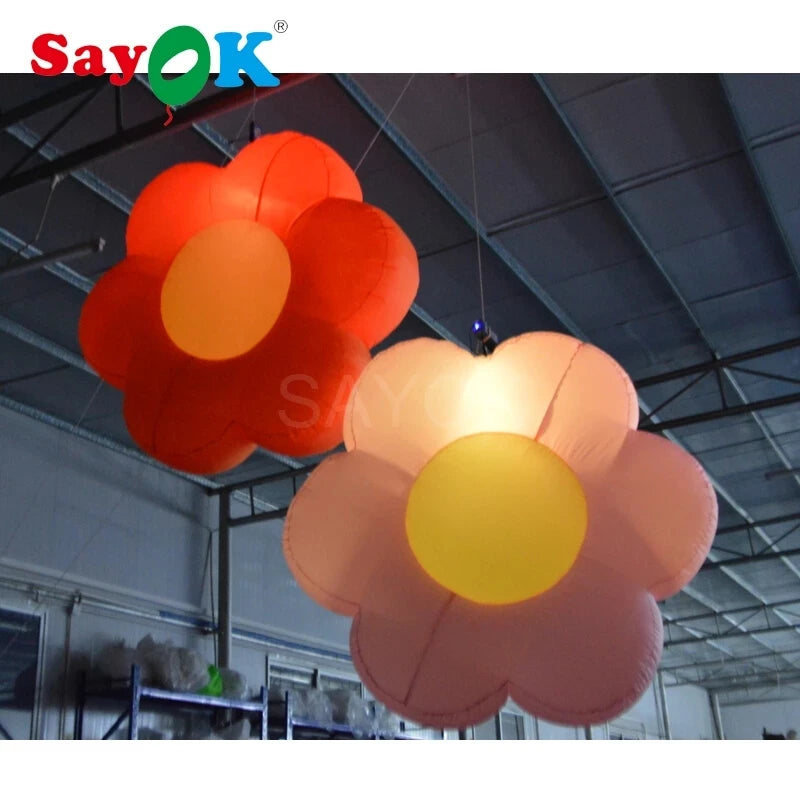 Inflatable Flower Decoration Giant Inflatable Hanging Flower with Remote Controller Air Blower for Show Bar Advertising