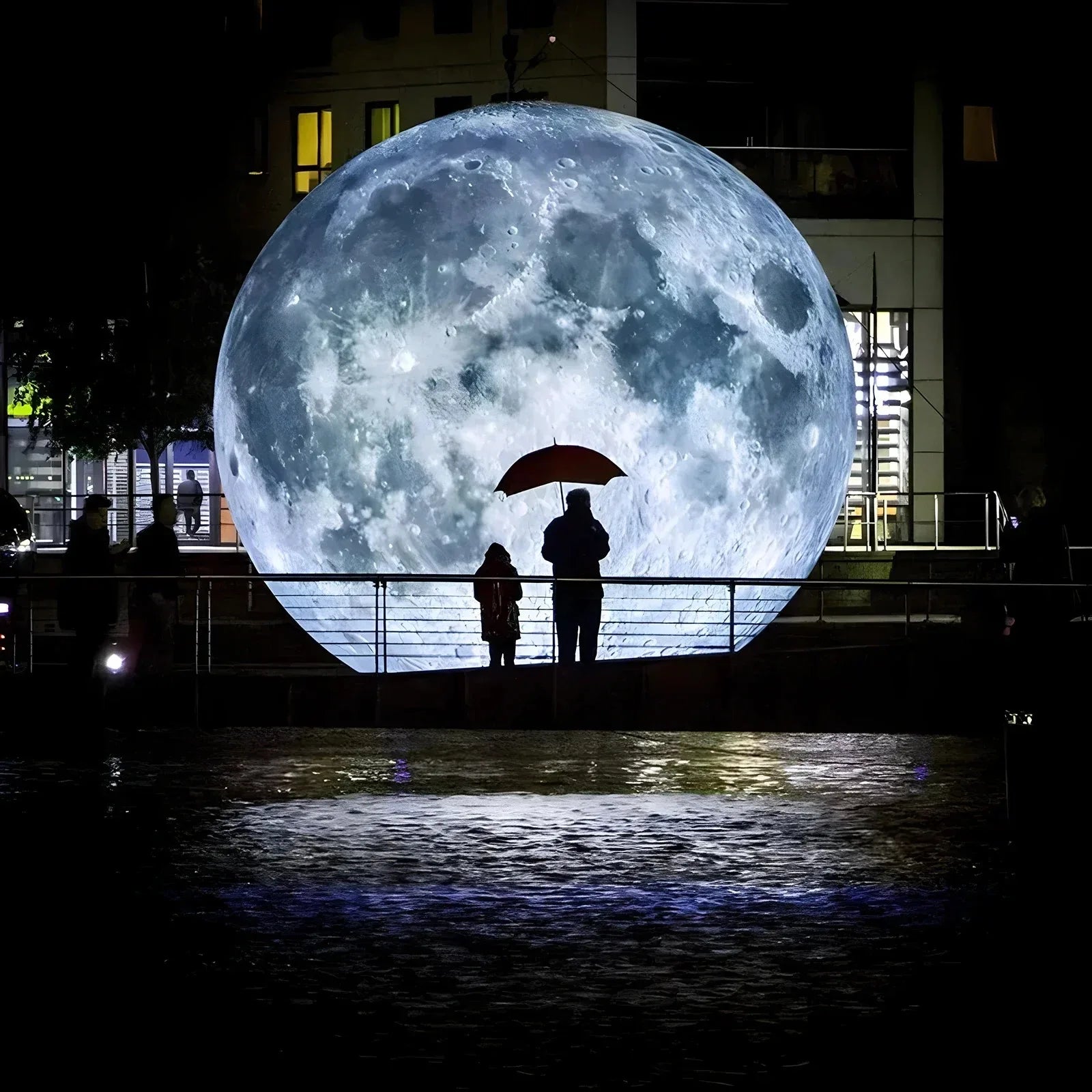 Blue Giant Inflatable Moon Ball With LED Lights PVC Airtight Planet Balloon For Event Party Stage Decoration Advertising Hanging
