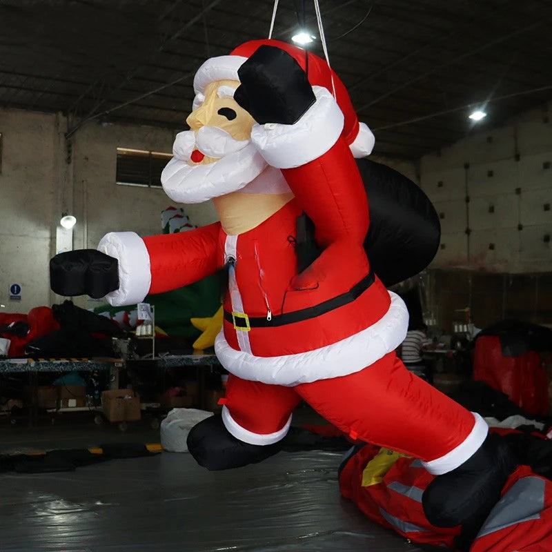 Inflatable Climbing Personalized 3mH Santa Claus With Black Sack For Christmas Event Decoration Toys - BG-F0233