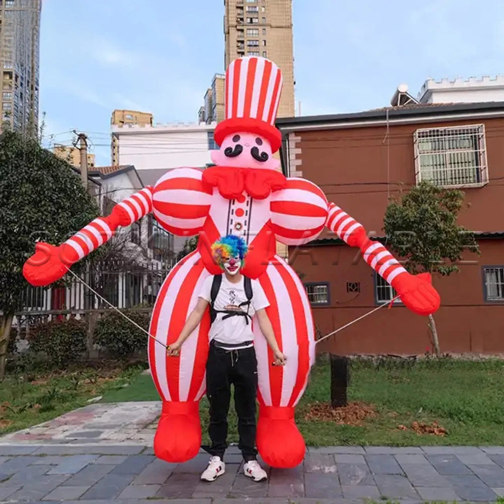 For Carnival Parade 3.5m Large Inflatable Clown Costume Adults Walking Joker Cartoon Puppet Circus Props Performance Costume