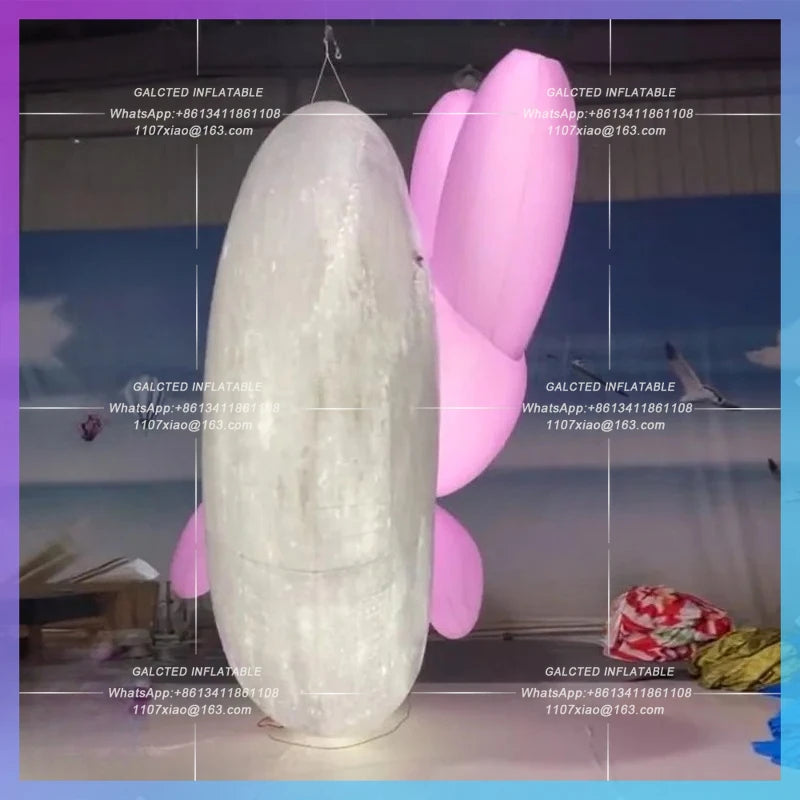 Festival shopping mall atrium Inflatable cartoon Pink Rabbit Moon Model mid-autumn hanging gas model lighting atmosphere props
