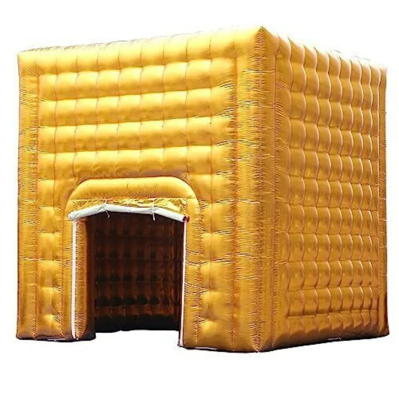 Club Party Event Promotion Gold Inflatable Cube Photo Booth Old-fashioned Inflatable Photo Booth Enclosure Tent for Night