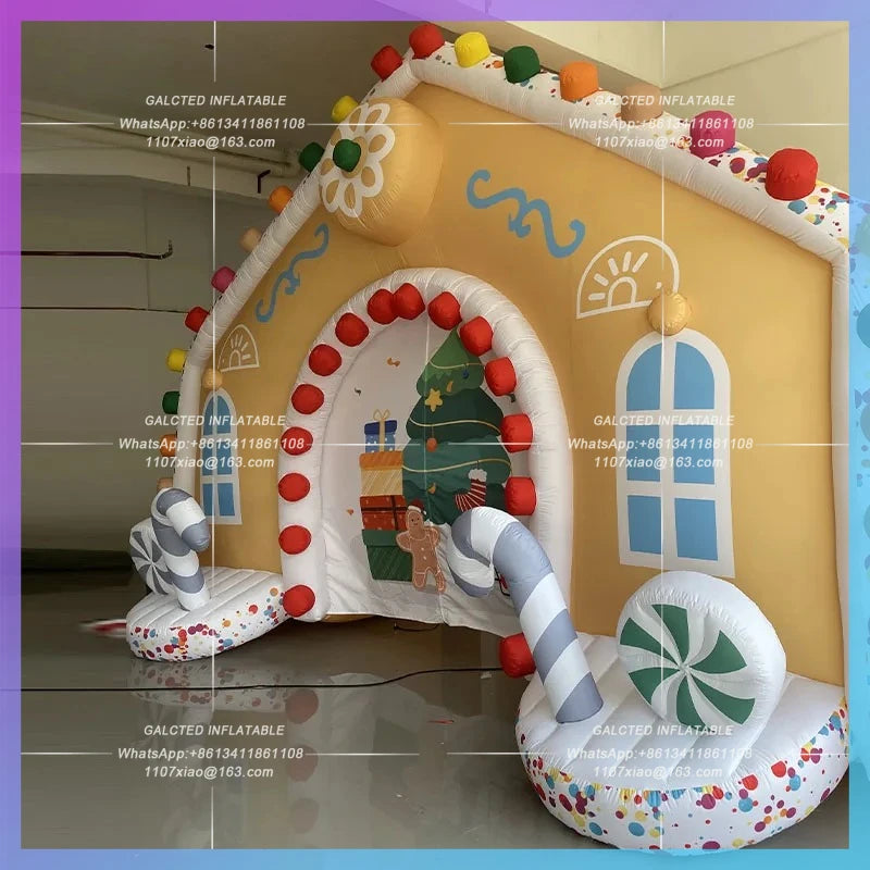 Gingerbread House model Giant inflatable Candy House Arch Christmas festive atmosphere is decorated with luminescent props