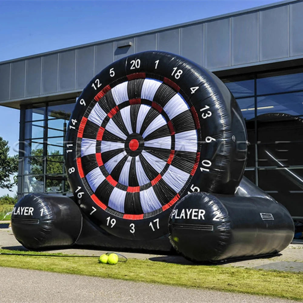 Dartboard Sport Game Inflatable Soccer Darts Board Giant Soccer Darts with Soccer Ball Support Frame for Inflatable Kick