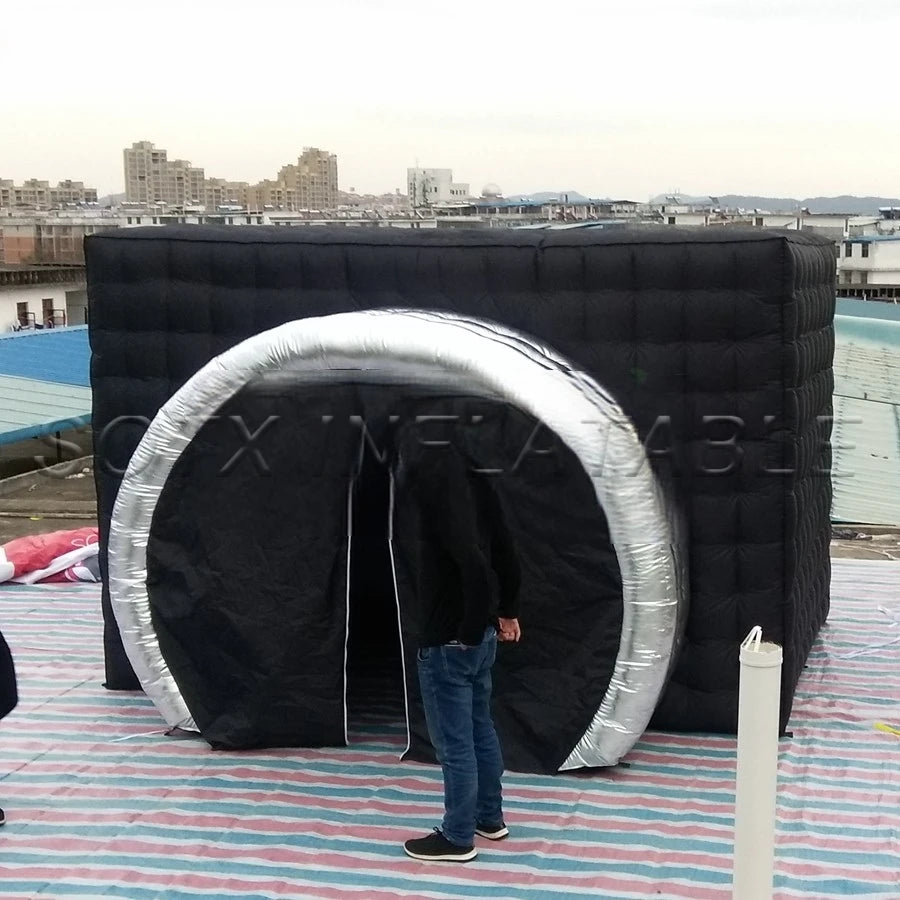 with free Blower 2023 New Design Camera Shaped Photo Booth with Led Inflatable Photo Canopy Photo Backdrop