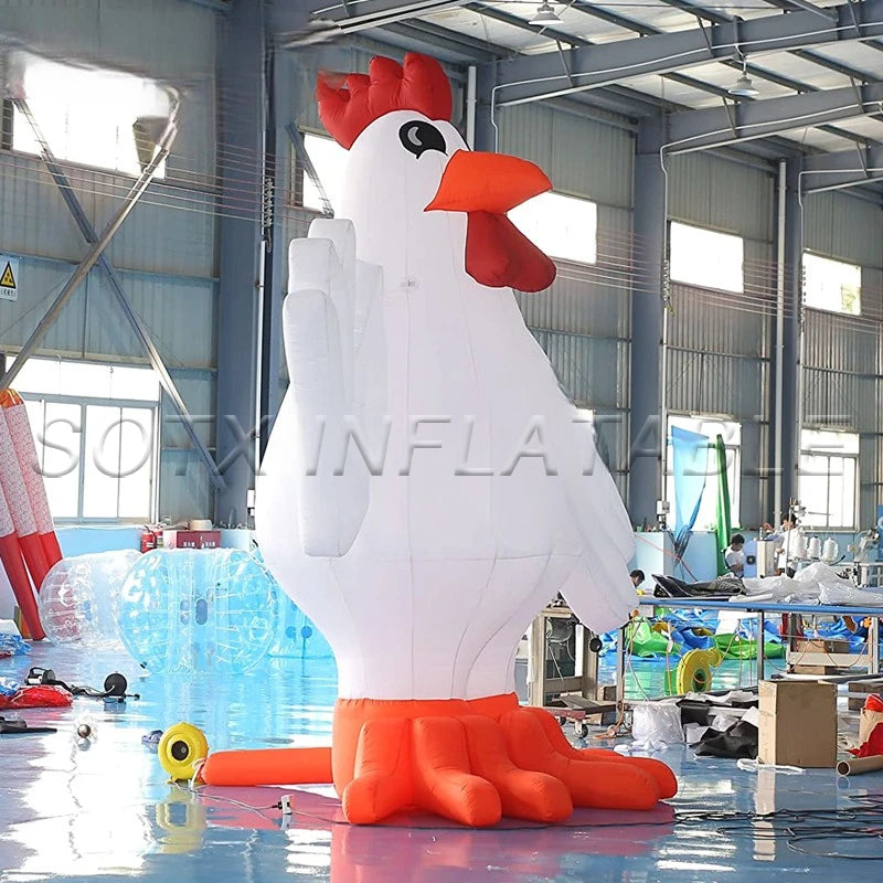 Event Activity Decorations 4m Inflatable Cock Rooster Model Advertising Chicken with Air Blower for Commercial Advertising